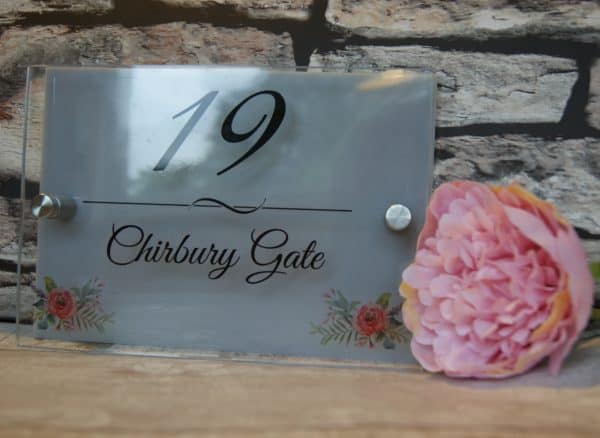flower detail acrylic door sign