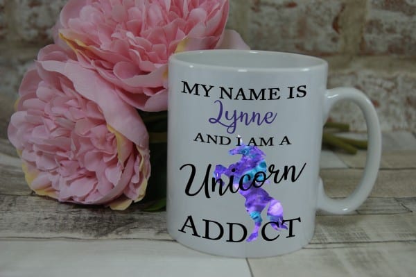 Personalised unicorn addict mug