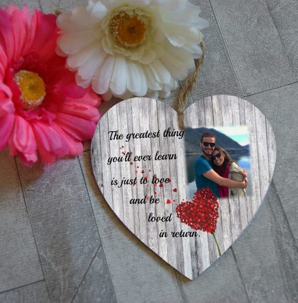 Personalised The Greatest Gift You Will Ever Learn Wooden Hanging Heart
