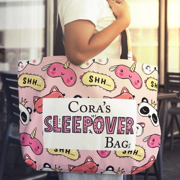 Personalised Sleepover Poly Canvas Shopping Bag