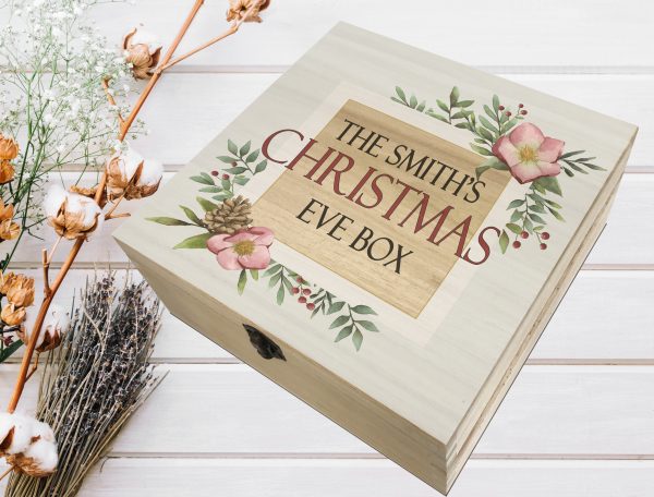 Personalised Family Christmas Eve Deep Wooden Box